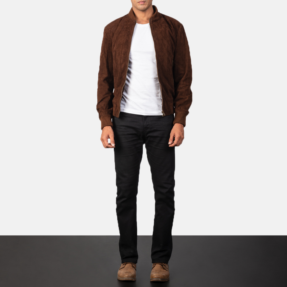 Mens hot sale suede bomber